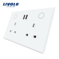 Livolo Smart Home Touch-Taste UK 3-Pin-Buchse mit USB-Ladegerät VL-W2C2UKU-12